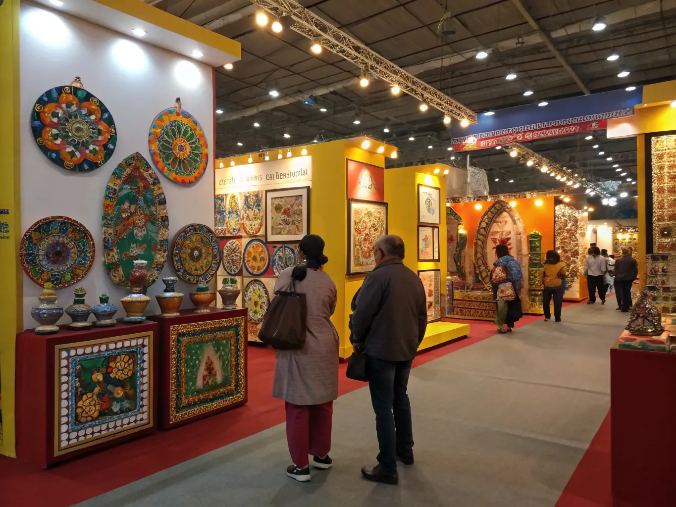 A photograph of an exhibition showcasing the intricate and diverse works of SMOF members, highlighting the craftsmanship and artistry involved.