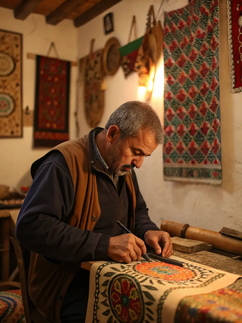 A photograph of a mentor guiding a less experienced artisan, highlighting SMOF's commitment to professional growth and mentorship.